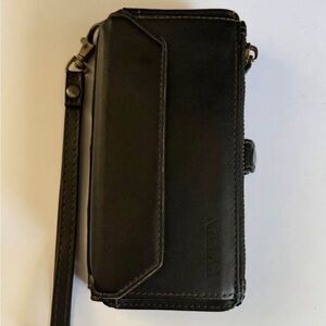 iPhone 14 Pro Black Wallet Phone Case with Wrist Strap